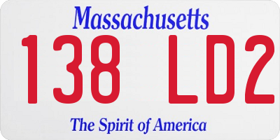 MA license plate 138LD2