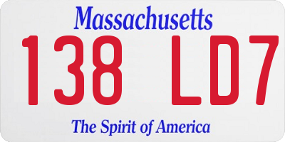 MA license plate 138LD7