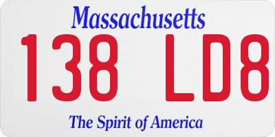 MA license plate 138LD8