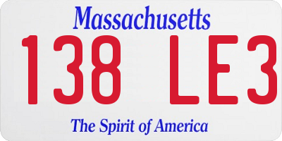 MA license plate 138LE3
