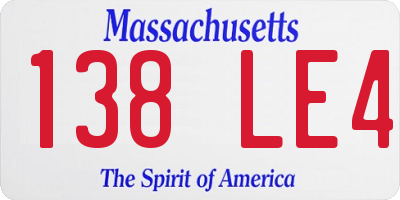 MA license plate 138LE4
