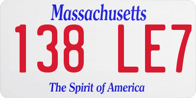 MA license plate 138LE7