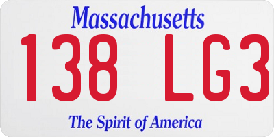 MA license plate 138LG3