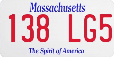 MA license plate 138LG5