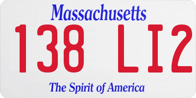 MA license plate 138LI2