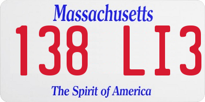 MA license plate 138LI3