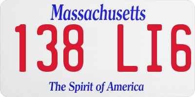 MA license plate 138LI6