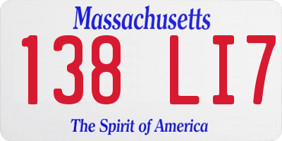MA license plate 138LI7