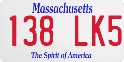 MA license plate 138LK5