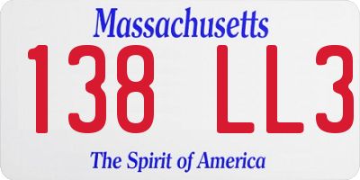 MA license plate 138LL3