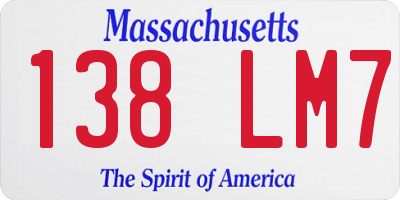 MA license plate 138LM7