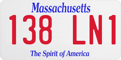 MA license plate 138LN1