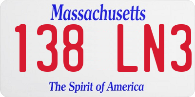 MA license plate 138LN3
