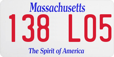 MA license plate 138LO5