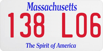 MA license plate 138LO6
