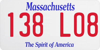 MA license plate 138LO8
