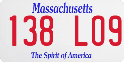 MA license plate 138LO9