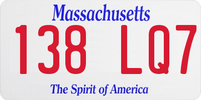 MA license plate 138LQ7