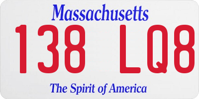 MA license plate 138LQ8