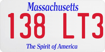 MA license plate 138LT3