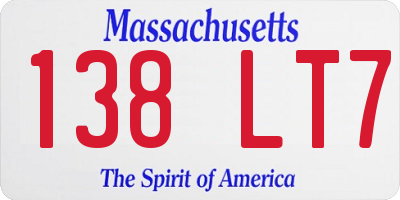 MA license plate 138LT7