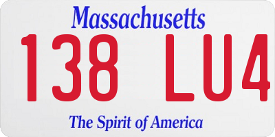 MA license plate 138LU4