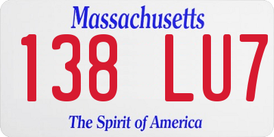 MA license plate 138LU7