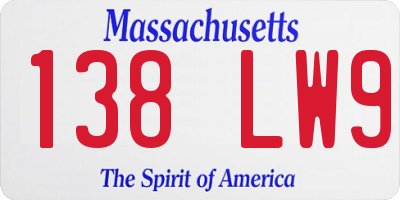 MA license plate 138LW9