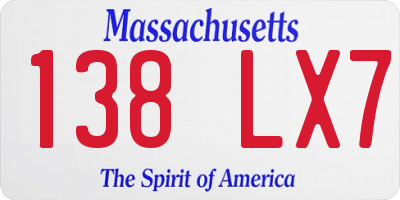 MA license plate 138LX7