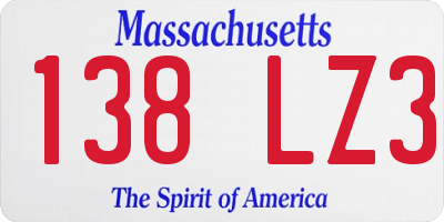 MA license plate 138LZ3