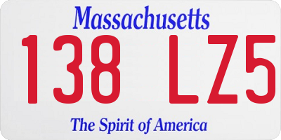 MA license plate 138LZ5