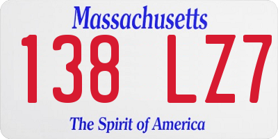 MA license plate 138LZ7