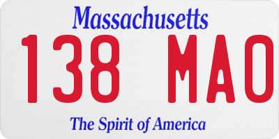 MA license plate 138MA0