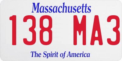 MA license plate 138MA3