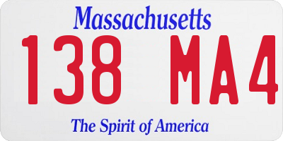 MA license plate 138MA4
