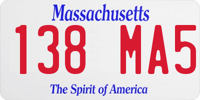 MA license plate 138MA5