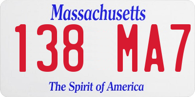 MA license plate 138MA7
