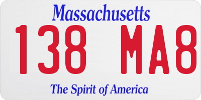 MA license plate 138MA8