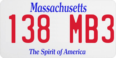 MA license plate 138MB3