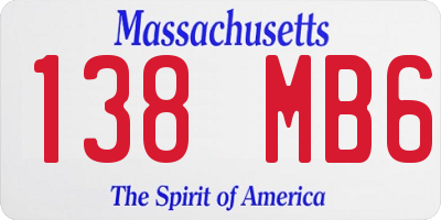 MA license plate 138MB6
