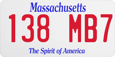 MA license plate 138MB7