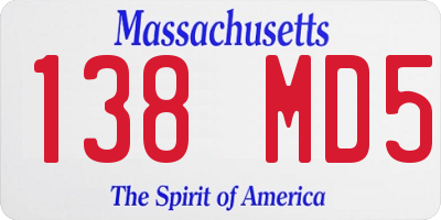 MA license plate 138MD5
