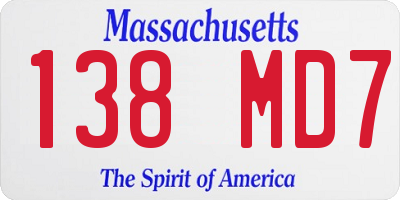 MA license plate 138MD7