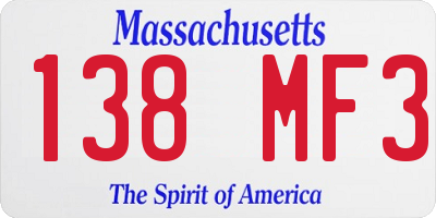 MA license plate 138MF3