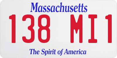 MA license plate 138MI1