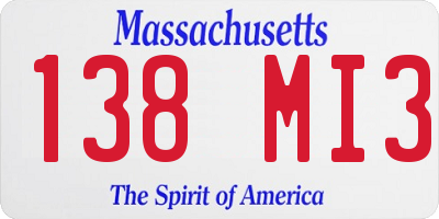 MA license plate 138MI3