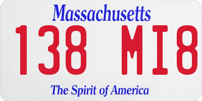 MA license plate 138MI8