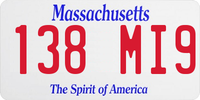 MA license plate 138MI9