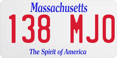 MA license plate 138MJ0