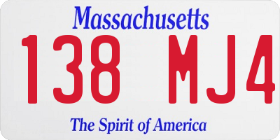 MA license plate 138MJ4